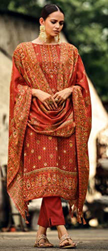 Shubhkrita Women Unstitched Pashmina Woolen Salwar Suit With Mirror Work