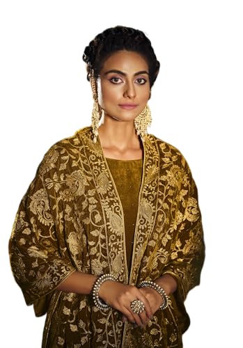 Shubhkrita Women Unstitched Warm Winter Velvet Salwar Suit With Swarovski Work