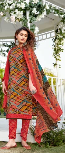 Shubhkrita Women Multicolor Pure Cotton Unstitched Salwar Suit
