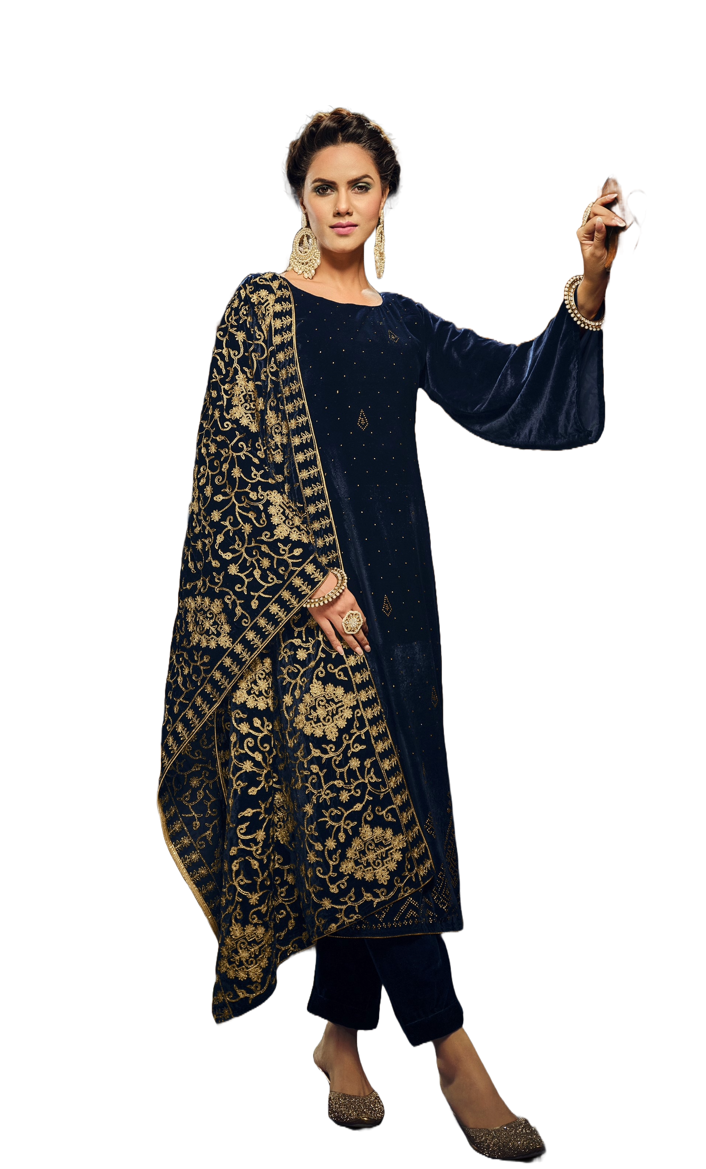Shubhkrita Women Unstitched Warm Winter Velvet Salwar Suit With Swarovski Work