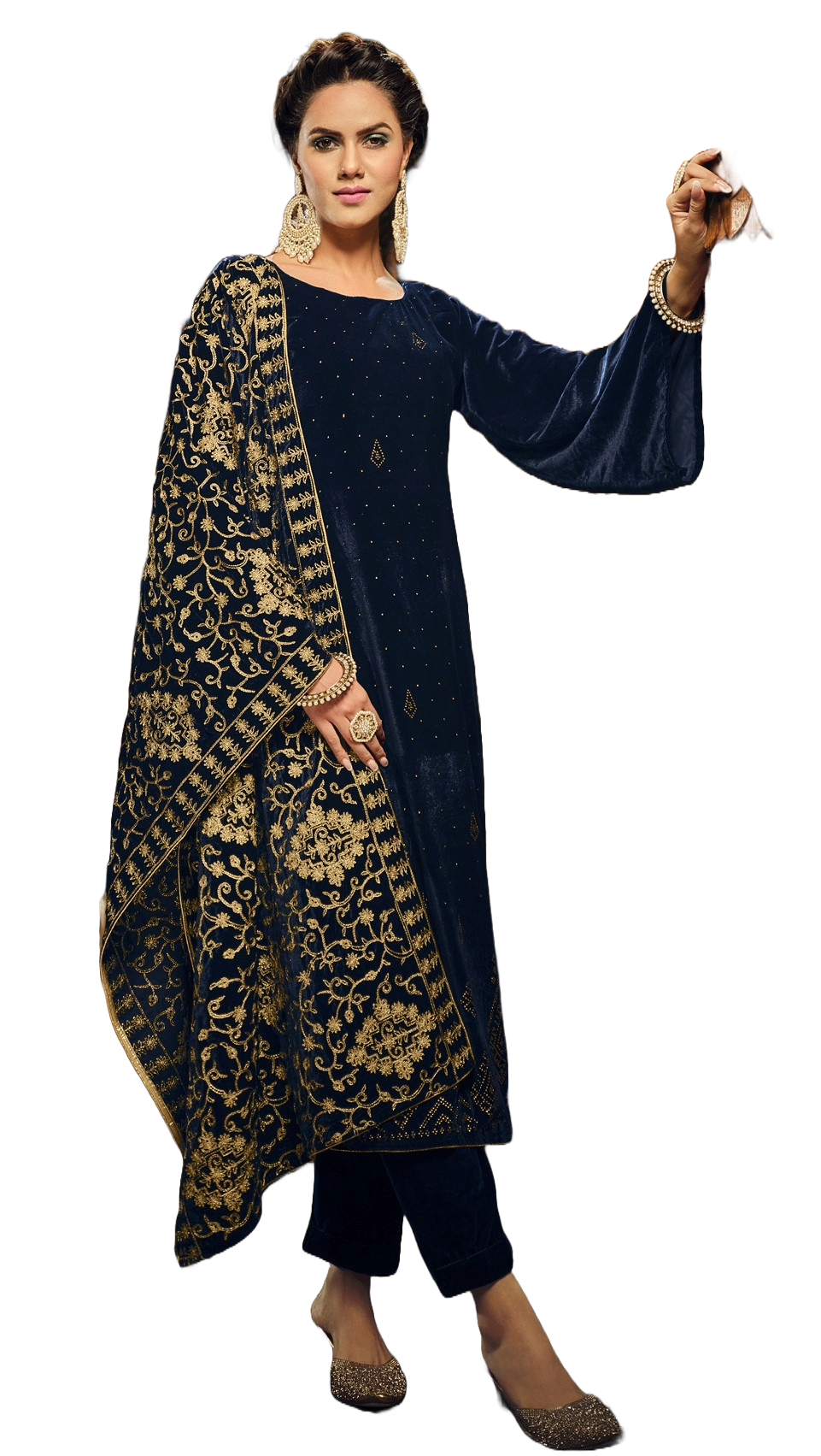 Shubhkrita Women Unstitched Warm Winter Velvet Salwar Suit With Swarovski Work