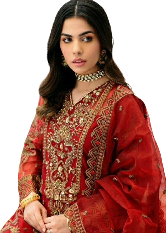 Shubhkrita Fox Georgette Ladies Unstitched Suit With Embroidery