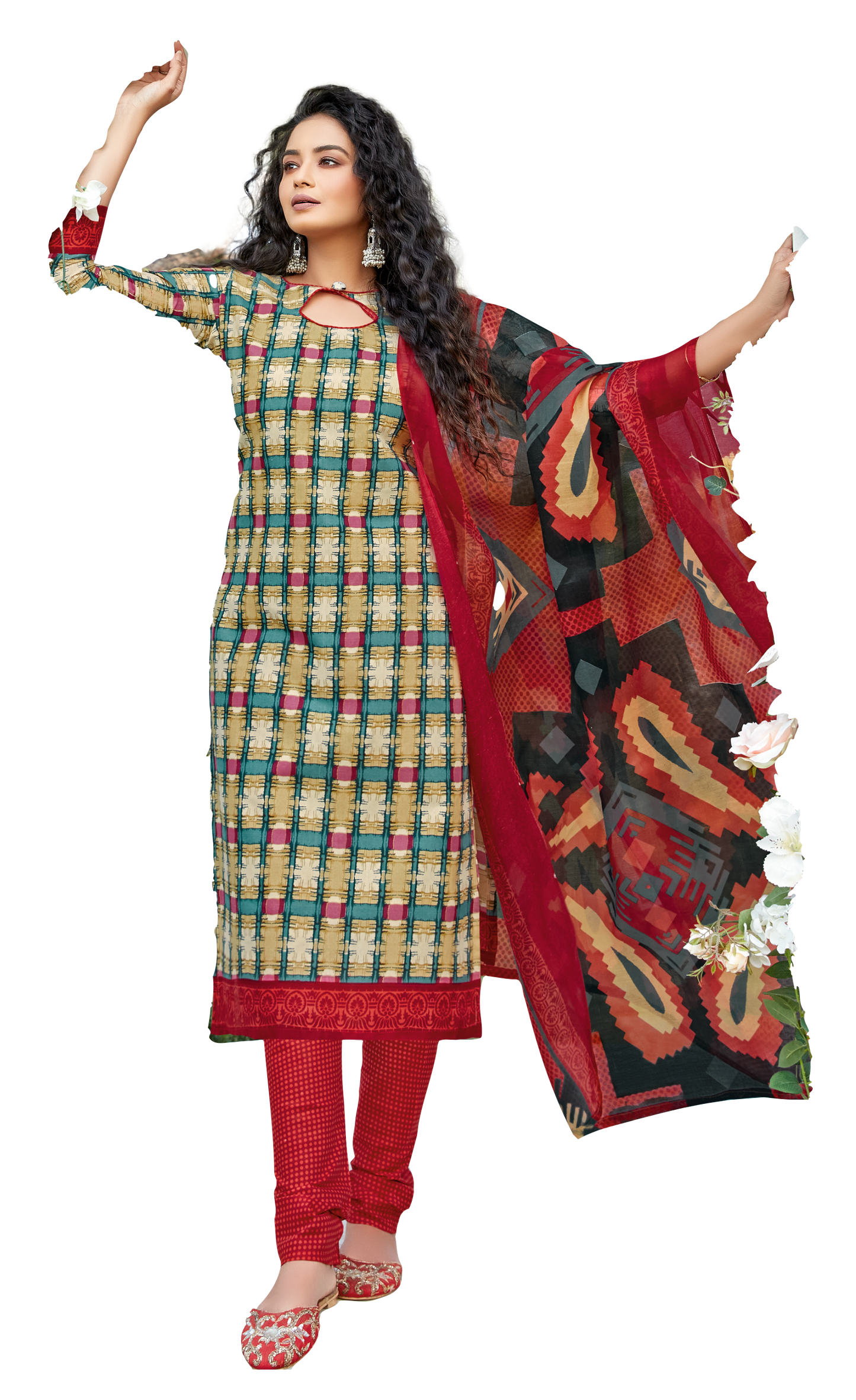 Shubhkrita Women Multicolor Pure Cotton Unstitched Salwar Suit