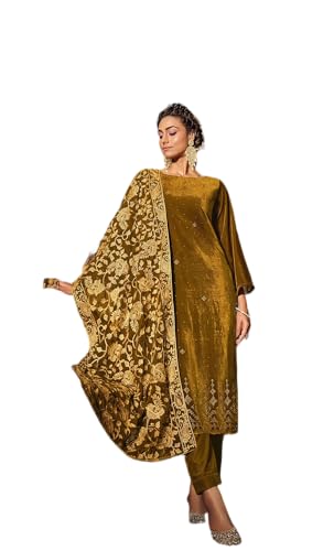 Shubhkrita Women Unstitched Warm Winter Velvet Salwar Suit With Swarovski Work