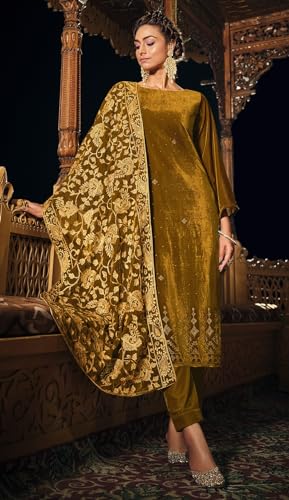 Shubhkrita Women Unstitched Warm Winter Velvet Salwar Suit With Swarovski Work