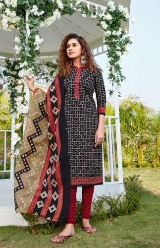 Shubhkrita Women Multicolor Pure Cotton Unstitched Salwar Suit