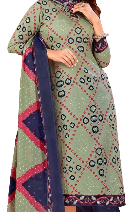 Shubhkrita Women Bandhani Printed Cotton Multicolor Unstitched Salwar Suit