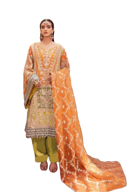 Shubhkrita Women Organza Fabric Unstitched Salwar Suit With Mirror Work & Embroidery